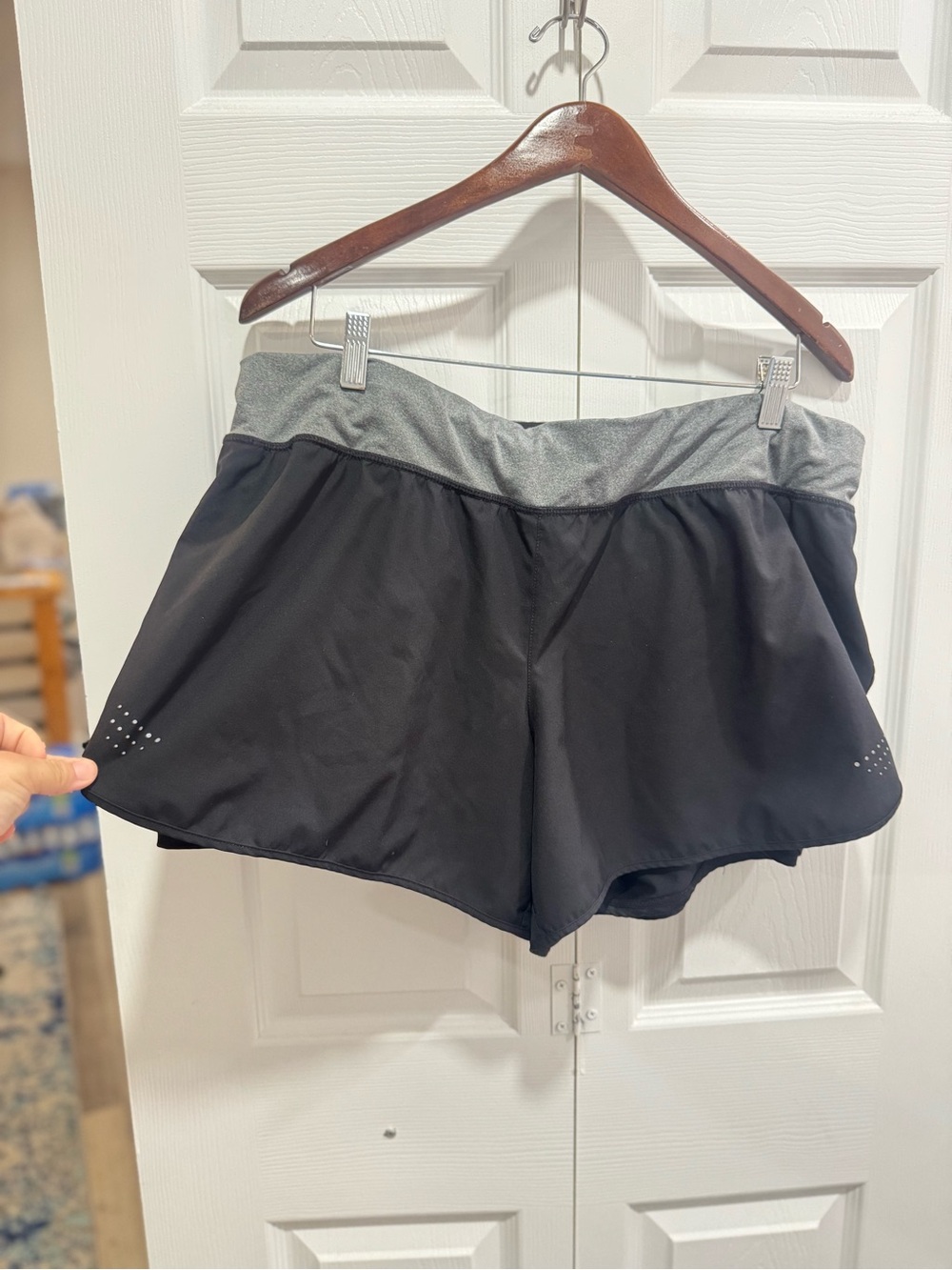 Athletic Black Shorts with Gray Waistband - Women's Running Shorts